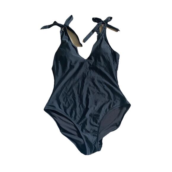 J.CREW Other - j. crew black bow shoulder v neck one piece swimsuit size M